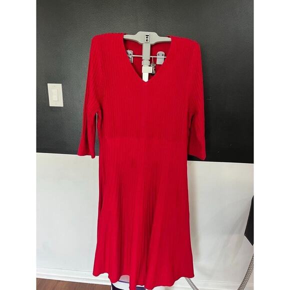 Cato Plus Size Red Ribbed Knit V-Neck Dress – Sizes 18/20 & 22/24 – MSRP $76–NWT - Picture 5 of 12